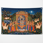 Shreenathji Wall Tapestry | Nathdwara Krishna HD Satin Wall Hanging | Hindu Devotional Temple Home Decor