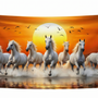 Running White Horses Wall Tapestry | Sunset Horse HD Satin Wall Hanging | Nature & Wildlife Home Decor