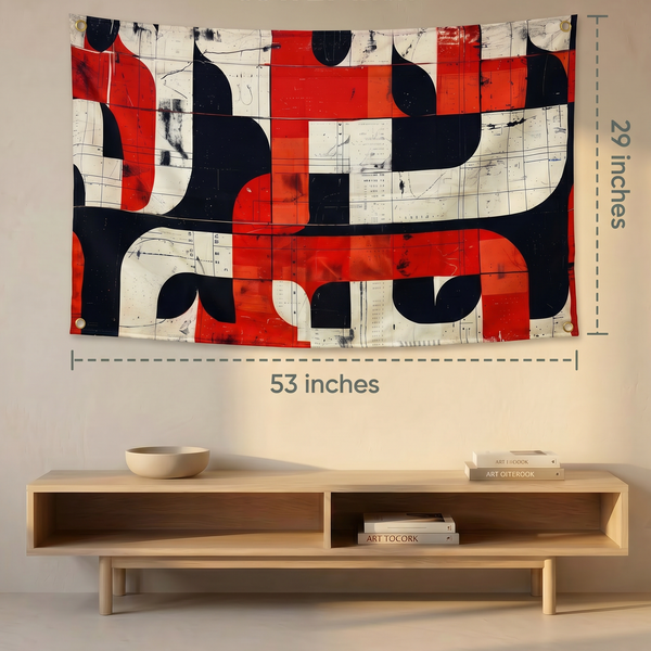 Modern Abstract Geometric Wall Tapestry | Premium Polyester Wall Hanging | Contemporary Home Decor