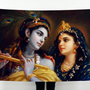 Radha Krishna Wall Tapestry | Romantic Krishna & Radha HD Satin Polyester Wall Hanging for Living Room, Bedroom & Temple Decor