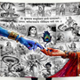 Krishna & Arjuna Bhagavad Gita Wall Tapestry | Vasudeva Krishna HD Satin Polyester Wall Hanging with Sanskrit Shloka for Home Temple & Spiritual Decor