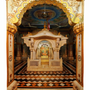 Swaminarayan Temple Wall Tapestry | Akshar Purushottam Mandir HD Satin Polyester Wall Hanging for Home Temple & Spiritual Decor