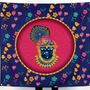Shrinathji Floral Wall Tapestry | Modern Krishna Mandala Satin Polyester Wall Hanging for Home Temple & Living Room