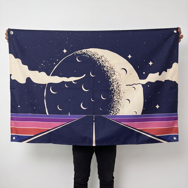 Moon Night Sky Wall Tapestry | Aesthetic Galaxy Moon Landscape Wall Hanging | Premium Polyester Room Decor