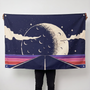Moon Night Sky Wall Tapestry | Aesthetic Galaxy Moon Landscape Wall Hanging | Premium Polyester Room Decor