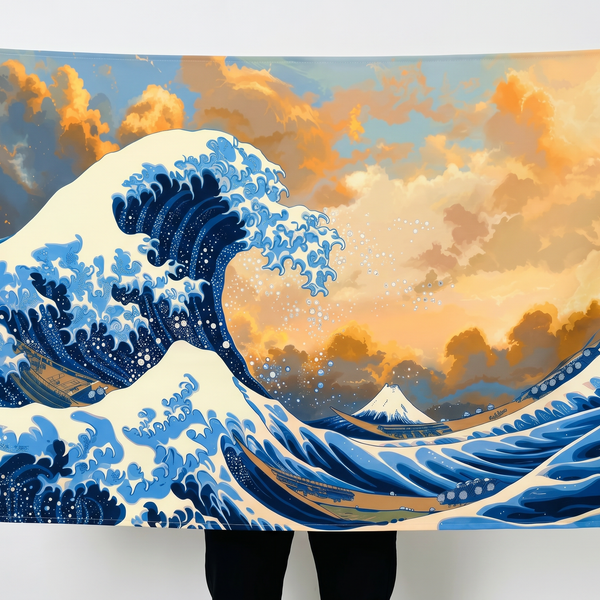 Great Wave Wall Tapestry | Japanese Ocean Wave Landscape Wall Hanging | Premium Polyester Aesthetic Room Decor