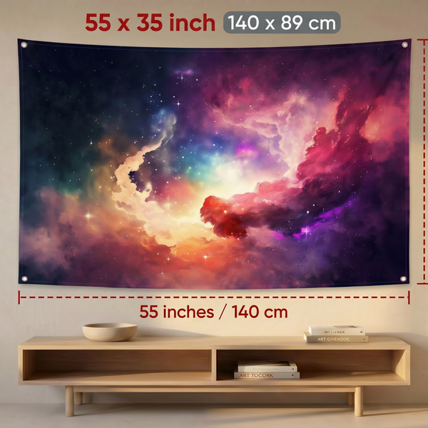 Galaxy Nebula Wall Tapestry | Colorful Cosmic Space Wall Hanging | Premium Polyester Aesthetic Room Decor
