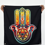 Hamsa Hand Wall Tapestry | Evil Eye Protection Satin Wall Hanging | Bohemian Spiritual Wall Decor